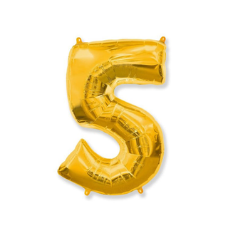 Balon Gold cu heliu cifra 5