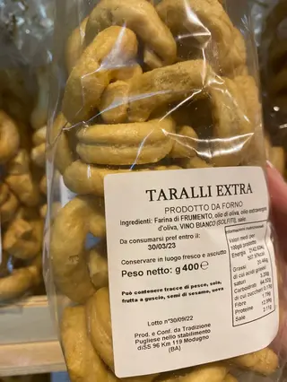 Taralli extra, prodotto da forno 400 g