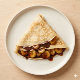 Crep con chocolate negro, plátano y ron (cubano)