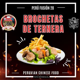 BROCHETAS DE TERNERA CON PATATAS FRITAS (2 UN)