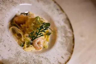 Tagliatelle cu creveti si dovlecel