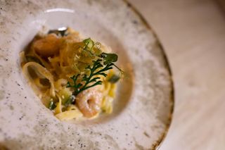 Tagliatelle cu creveti si dovlecel