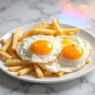 Patatas Fritas Con Dos Huevos Fritos