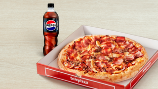 Pizza mediana masa fina 2 ing + bebida