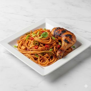 Chicken Jollof Spaghetti