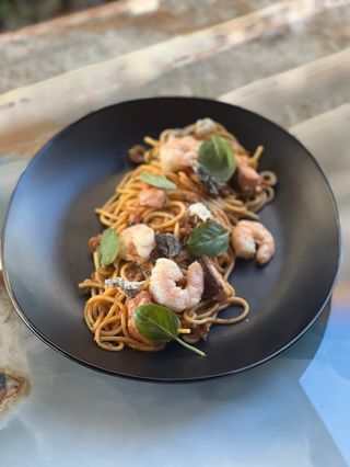 salmon & shrimp pasta