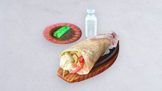 Tortilla wrap falafel, baklawa orzechowa, ayran