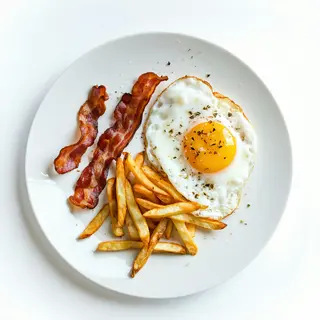 Plato Combinado De Huevos Con Patatas Y Bacon