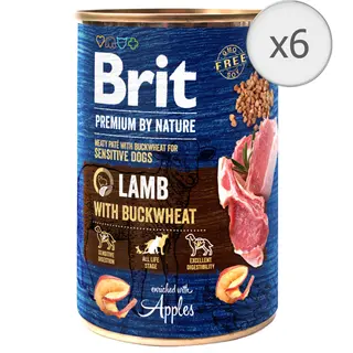 Hrana umeda Brit Premium Sensitive, Lamb With Buckwheat,6x400g