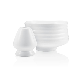 Kusmi Tea - Taça branca em porcelana 50 cl e porta batedor para matcha