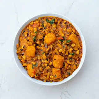 Roasted Yam And Porridge Beans And Plantain