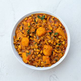 Roasted Yam And Porridge Beans And Plantain