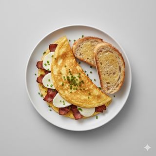 Omelette con bacon e mozzarella