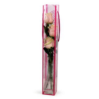 Tres Rosas Con Jarrón De Cristal