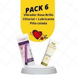 Pack 6 Vibrador Rosa Brillo Clitorial + Lubricante Piña Colada