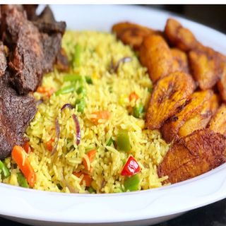 Fried rice / plantain / beef