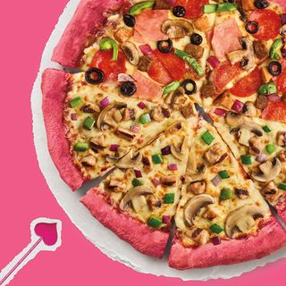 PIZZA PÓŁ NA PÓŁ - ŚREDNIA NA RÓŻOWYM CIEŚCIE