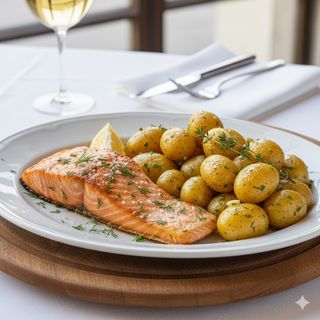 Сьомга на плоча с билков карто