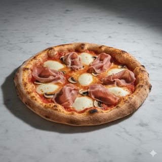 Pizza de prosciutto e funghi (32 cm.)