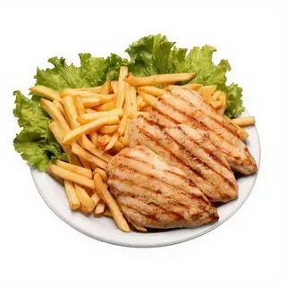 Pollo A La Plancha Con Patatas fritas