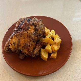Pollo al ast con patatas 