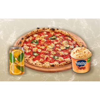 КОМБО ПИЦА МАРГАРИТА+ЛИМОНАДА С БЪЗ И АЛОЕ ВЕРА 330 МЛ+NIRVANA PRALINES AND CREAM