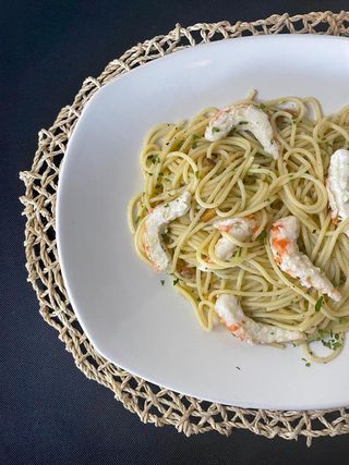 Vega spaghetti con gambas