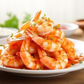 Скариди върху метална плоча (400г)