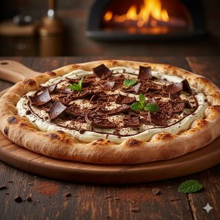 Pizza mascarpone e scaglie di cioccolato