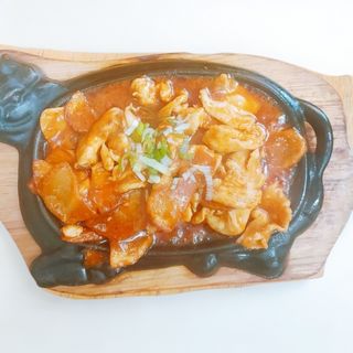 168. Pollo con patate alla piastra