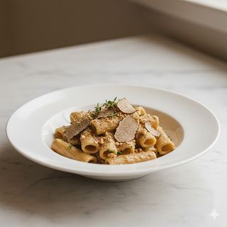 Rigatoni crema noci e tartufo