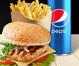 Meniu burger de pui cu cașcaval
