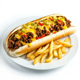 Doner meat cheese & chips