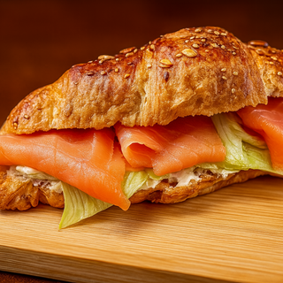 Croissant de salmón, lechuga y Philadelphia especiado