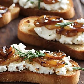 Bruschetta di Capra  e Cipolla Caramellata