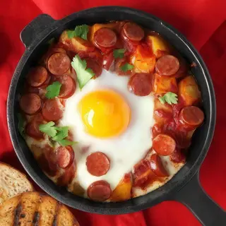Huevos con Salchichas y Patatas