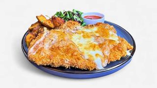 Chicken snitzel & melted tomato cheese