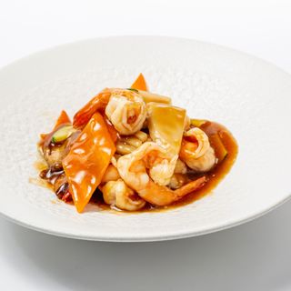 236.Gamberi con verdure miste