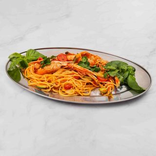 Spaghetti scampi e zucchine