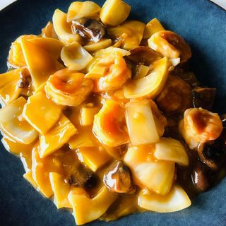 Gambas Con Bambú Y Setas