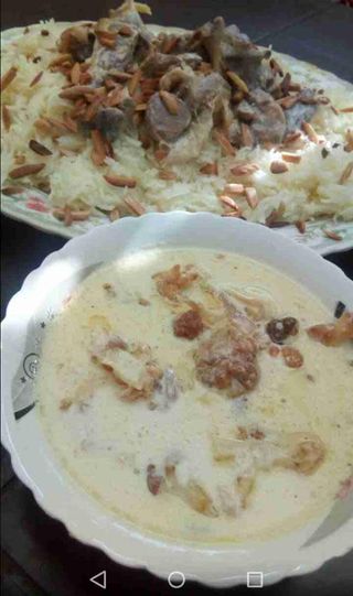 Yogurt with Cauliflower and Rica with Meat 
