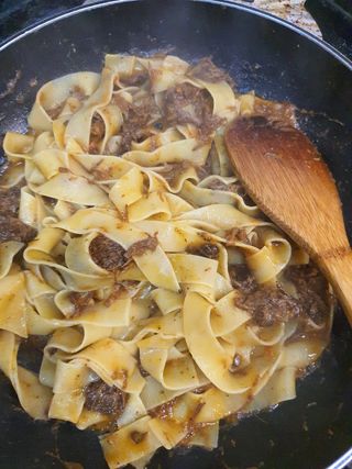 Mafalde alla salciccia fresca, brie, mozzarela