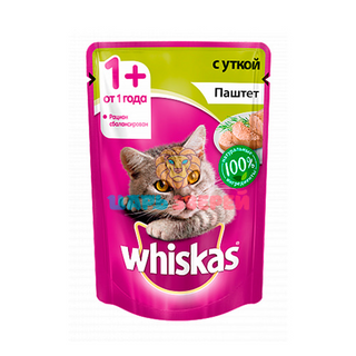 Влажный корм WHISKAS® для кошек, паштет с уткой, 75г  4660085514371