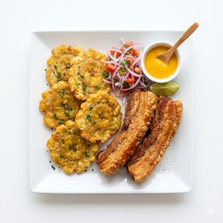 Patacón Con Chicharrón 2 Tiras