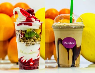 Śniadanie Mistrzów - Jogurt mrożony z owocami i kawa Frappe