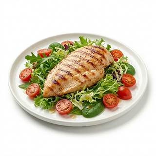 Piept de pui la grătar pe pat de salată crocantă