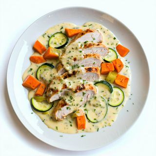 Пилешки жулиен със зеленчуци