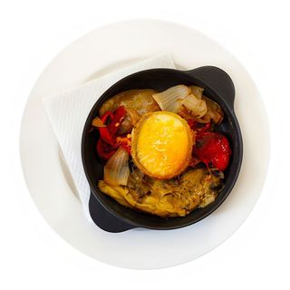 Timbal de escalivada y queso de cabra