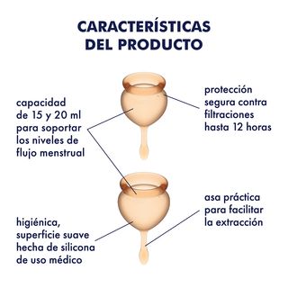 Feel Good Menstrual Cup Naranja Set De 2 Copas Vaginales Satisfyer