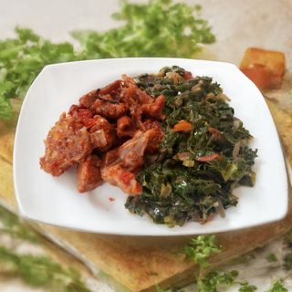 1/2 wet fry goat, chapatti & sukumawiki